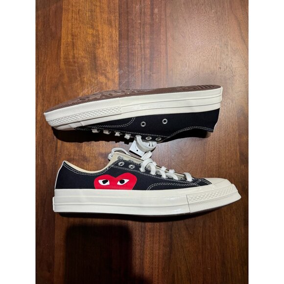 Converse x Comme des Garcons Large Emblem Low Top Canvas Sneakers in Black 11 - Picture 7 of 15